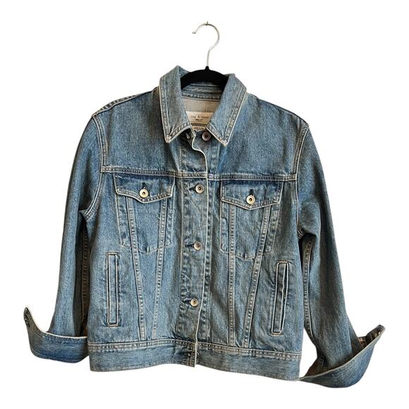 Rag & Bone Jacket Classic Blue Denim Long Sleeve Cotton Light Wash Casual S